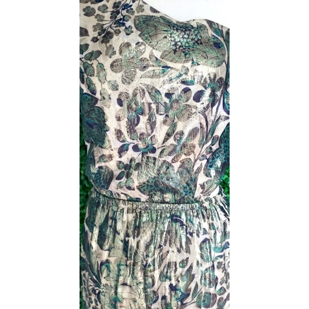 LAST ONE - J.Crew Collection one-shoulder cutout dress in floral Lurex® chiffon